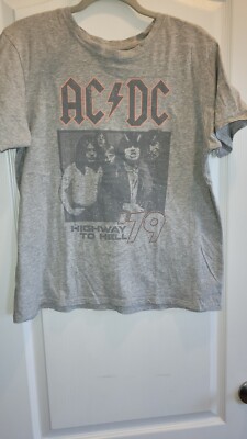 AC/DC Highway To Hell '79 T-Shirt Women's M Short Sleeve Music Graphic Gray