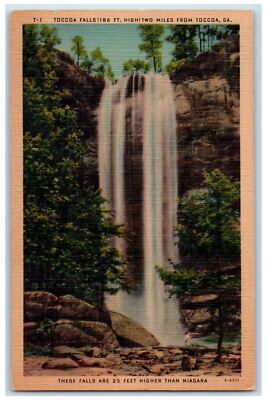 Tobacco Falls 186 FT. High Two Miles From Toccoa Georgia GA Waterfalls  Postcard