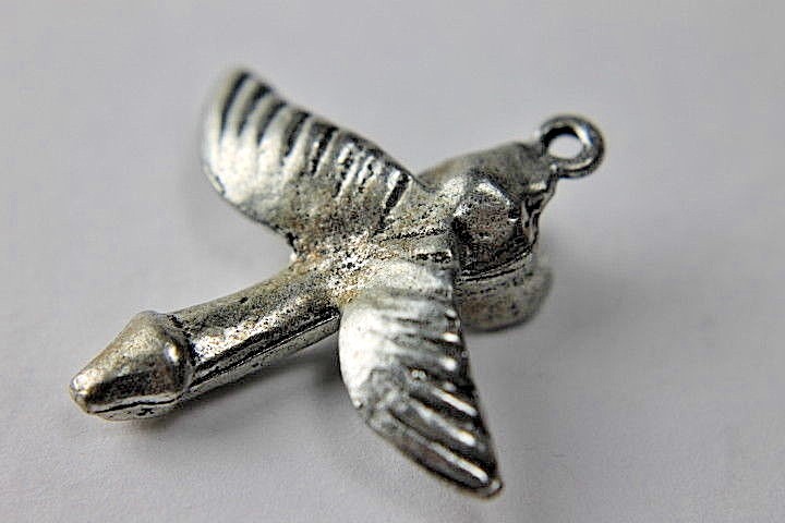 Flying Penis Gunmetal Pewter Love Sex Charm Pendant Phallic Bridal