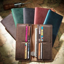 MEN GENUINE LEATHER RFID BUFFALO CRAZY HORSE HANDMADE CLUTCH BIFOLD LONG WALLET