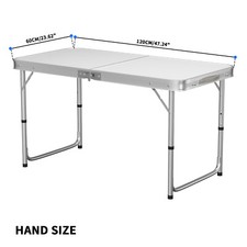 Image of Portable Folding Camping Table 3ft Lightweight WITH 2 Adjustable Height Table