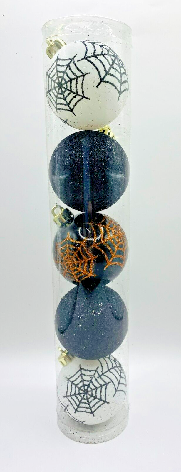 NEW ASHLAND HAPPY HALLOW SET OF 5 HALLOWEEN SPIDERWEB GLITTER ORNAMENTS