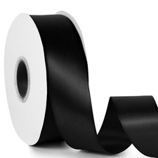 Black 1-1/2" X 50 Yards Solid Color Satin Ribbon Double Faced High Density Po...