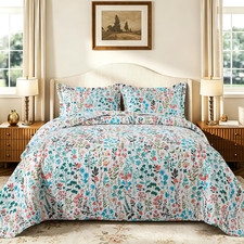 Garden King Size Quilt Bedding Set, Lightweight Bedspread King Size 98 X 106