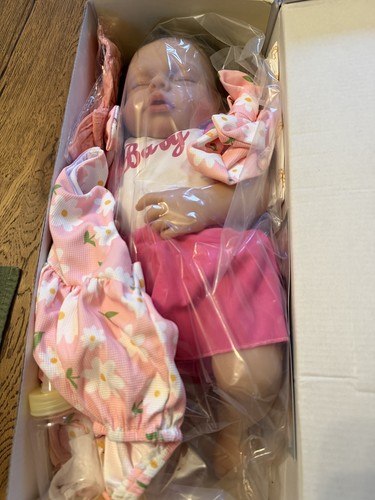 Silicone Reborn Baby Girl Doll Full Body Soft Touch Open Mouth with Clothes
