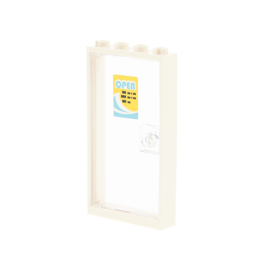 1X Lego Door Frame 1X4X6 White Disc White Sticker Open Wave 60616PB033 60596