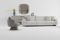 Wohnzimmer-Set Sofa Sessel Unterer Block Oberer Block Weiß Moderner Stil