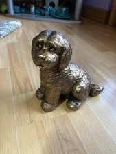Labradoodle Spaniel Cute  Dog Ornament GOLD Bronze Effect Figurine STUNNING 🤩 