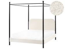 Four Poster Bed Boucle DANNEMOIS 140 x 200 cm (EU Double) Off-White