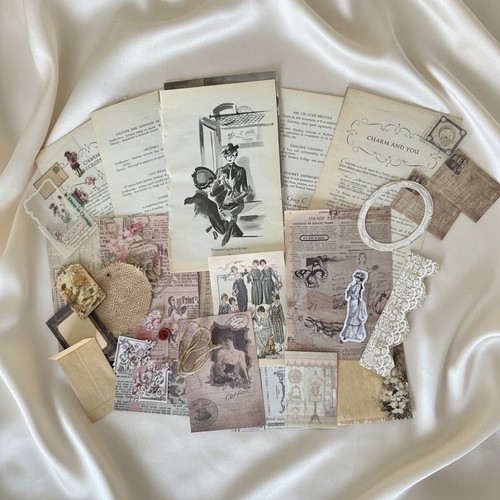Vintage Ephemera Bundle 1940’s Charm Book Pages Junk Journal Kit Scrapbooking