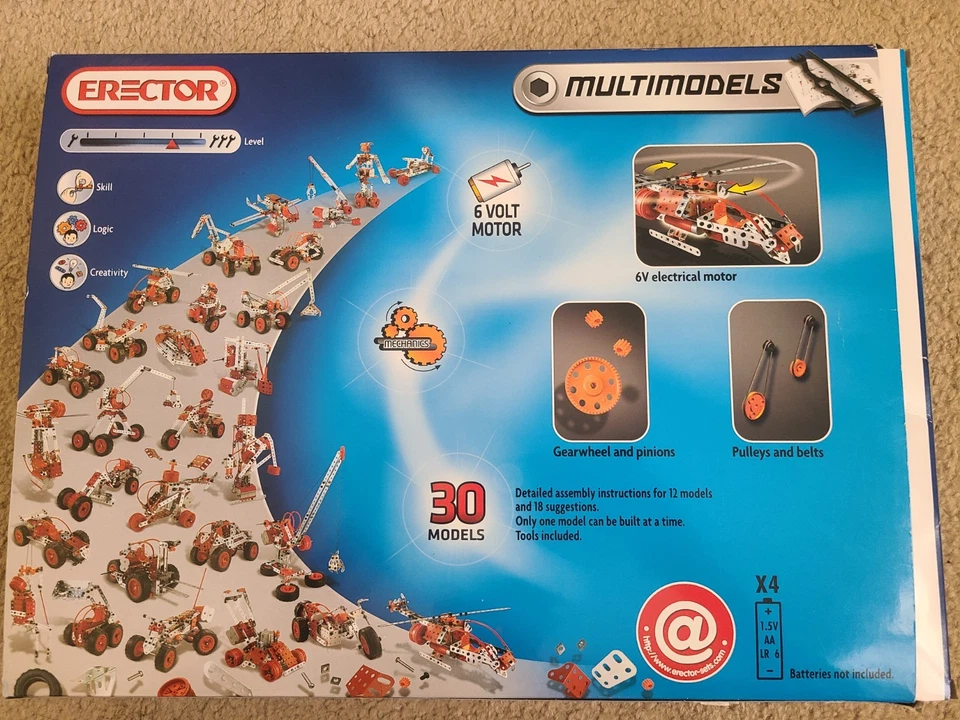 Vintage Erector Multimodels Set #7530 Meccano 2010 Helicopter Bike Dune Buggy - Image 2 of 4