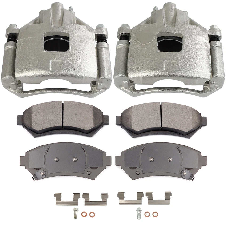 Front L+R Brake Calipers Ceramic Brake Pads For 1997-2005 Cadillac DeVille 6Pcs Foto 2 de 4