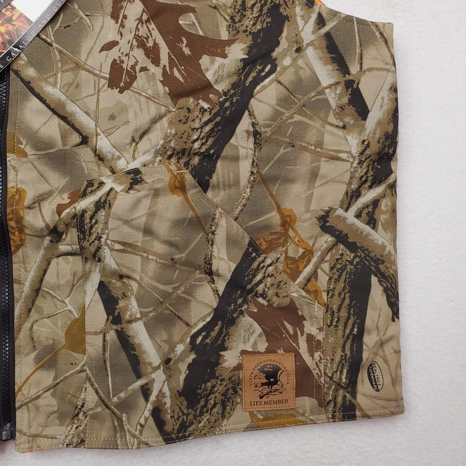 Bob Allen Reversible Hunting Vest XL Realtree Hardwoods Camo Blaze Orange Patch - Image 2 of 4