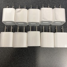 Lot of 10 Genuine OEM Apple A1385 5W USB Power Adapter Cube Charger iPhone iPad