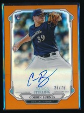 Corbin Burnes 2019 Bowman Sterling Orange Refractor RC Auto 26/75