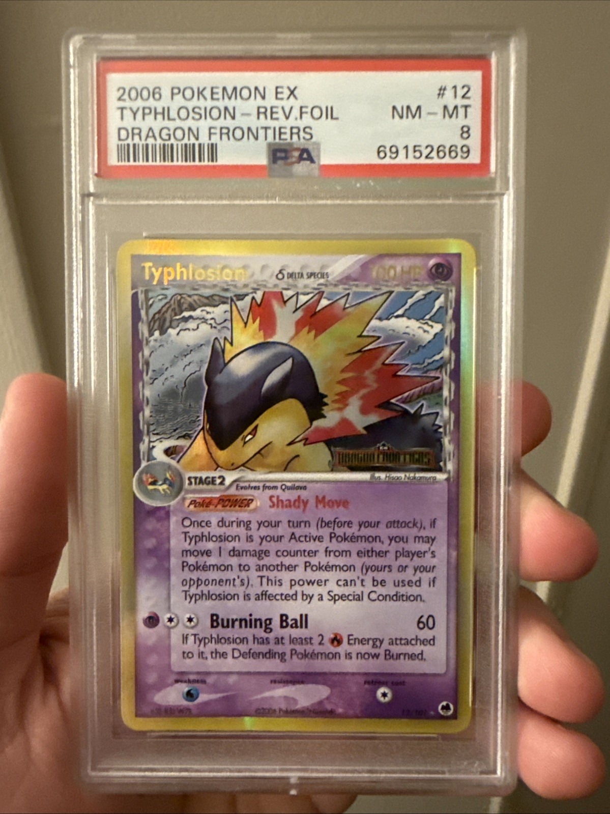 Typhlosion (Delta Species) 12/101 Dragon Frontiers Reverse Holo PSA 8