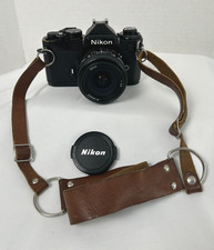 Nikon FE 35mm SLR Film Camera Black Body w/ AF Nikkor 28mm f/2.8 Lens  Tested 