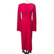 Shein Belle Size S Dress Red Split Sleeve Midi Formal Cocktail Holiday Stretch 