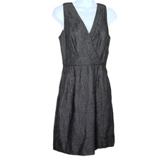 New Banana Republic Linen Dress Gray Faux Wrap Top Sleeveless *No Belt* Lined 6