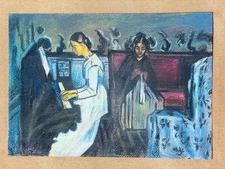 Paul Cezanne (Handmade) Mixed Media Paper Drawing Signed and Stamped