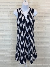 Michael Kors Ikat Chevron Shift Dress Navy Sleeveless XS