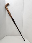 Vintage Antique Walking Cane Stick Old Knobby Wood Limb Crackled Lacquer 