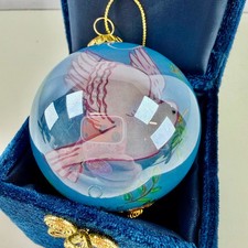 Peace on Earth Dove Ornament w/ Blue Velour Gift Box Holiday Keepsake