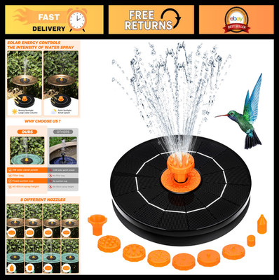 4.0W Solar Bird Bath Fountain Pump - 8 Nozzles, Floating Water Feature for Garde