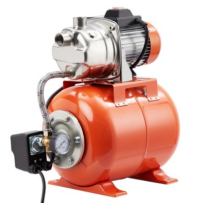 3/4HP 115V Shallow Jet Well Pump Pressure Tank Booster Jet Pump Stainless Steel