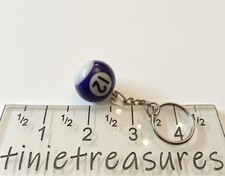 Keychain Pool billiard 12 Ball New 12 Purple/white tinietreasures mini