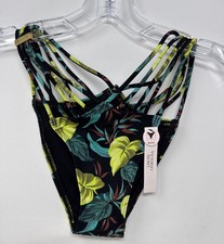 NWT Victoria Secret Swim Bikini Strappy Bottom Brazilian Vintage Leaves Medium