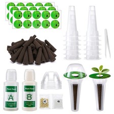 129 Hydroponic Pods Kit with Plant Food, Grow Sponges, Labels, Baskets & Domes 0.16 per gallon