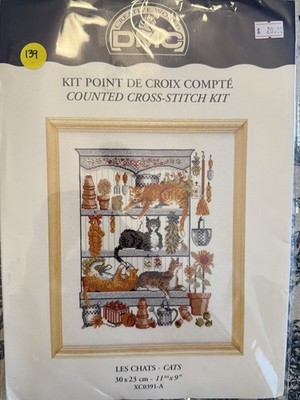 DMC Counted Cross Stitch Kit Les Chats CATS Mouline Threads Cottagecore Farm