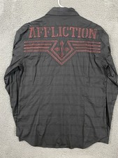 Affliction Black Premium Mens XL Button Up Motorcycle Cross Limited LS Buckle