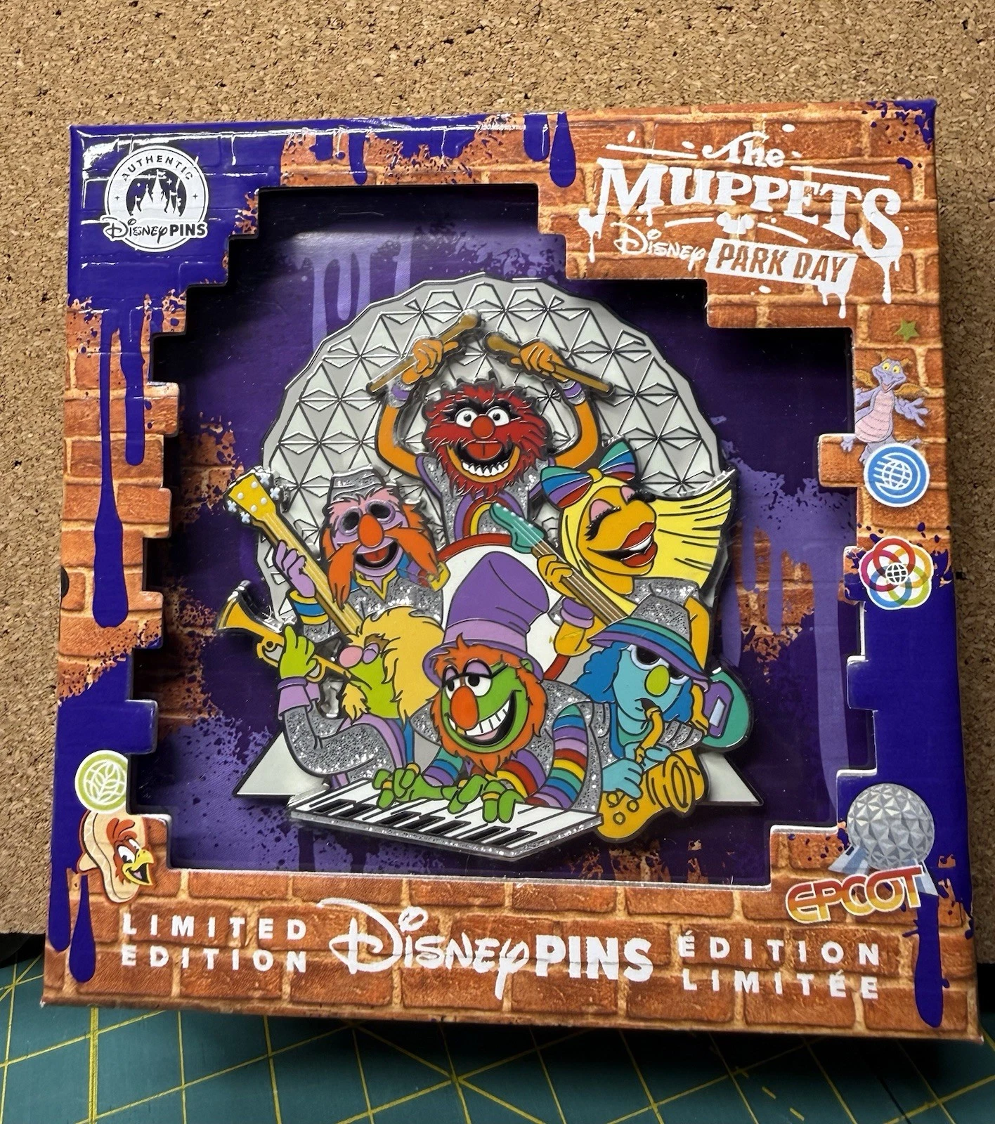 WDW The Muppets At Epcot - Electric Mayhem - Mini Jumbo Pin Spaceship Earth LE
