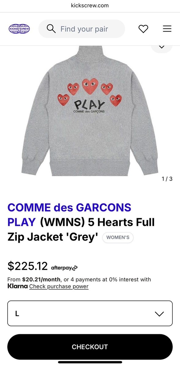 COMME des GARCONS ジャケット GE-J027 グレー COMME DES GARCONS PLAY x Invader Pixel Heart Embroidered Gray Full