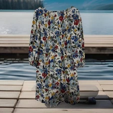 Chic VTG Granny Handmade Womens Foliage Print Dress Cottage core  Pleated  M