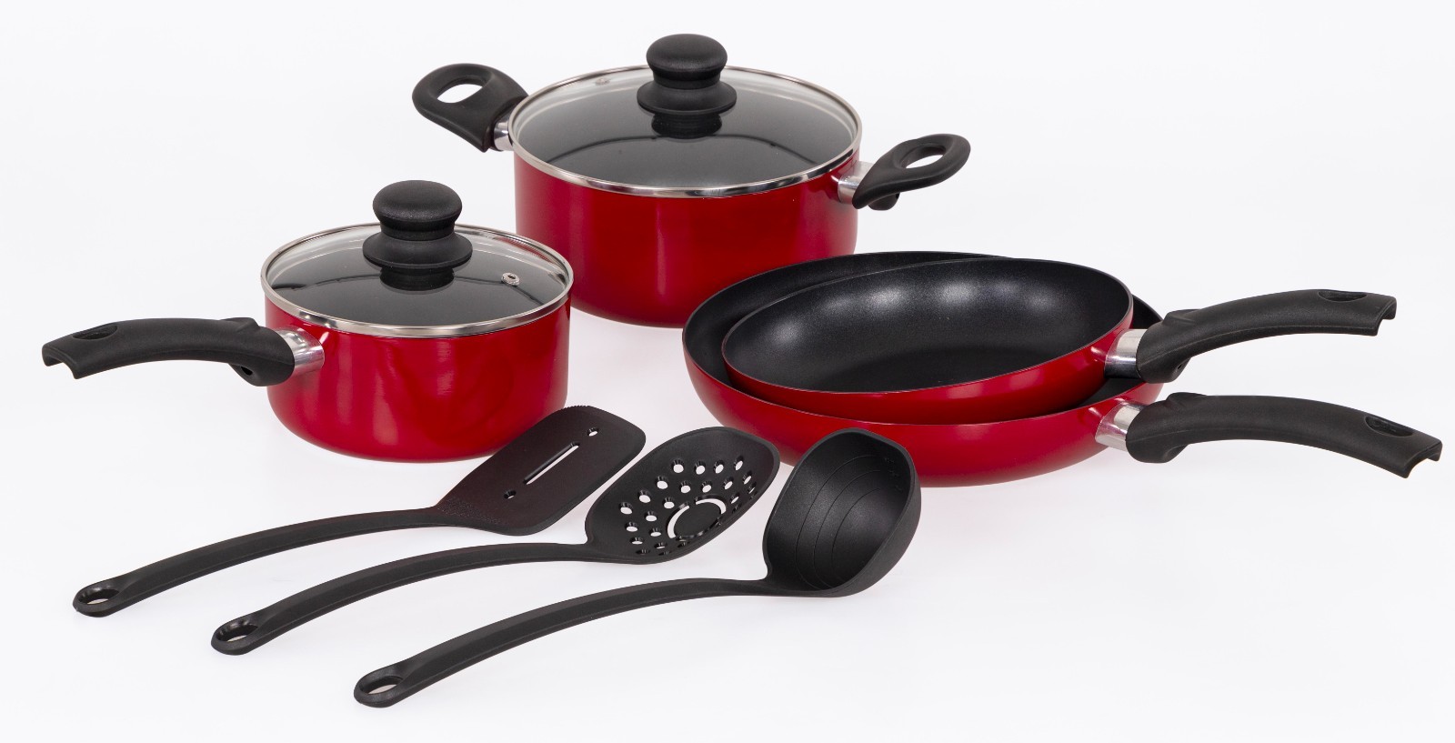 Batteria Pentole Mareva Rosso 9 Pezzi: Il Set Pratico per Famiglie