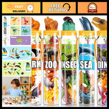 69 Pcs Mini Animal Figures Set - Realistic Jungle, Zoo, Farm Ocean Toys for Ki