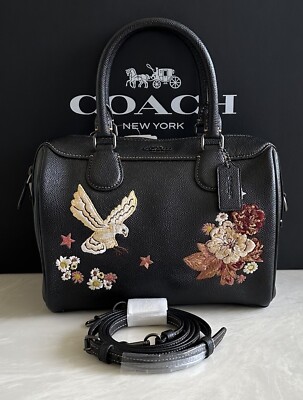 NWT COACH TATTOO EMBROIDERY MINI BENNETT SATCHEL BLACK/MULTI 31430