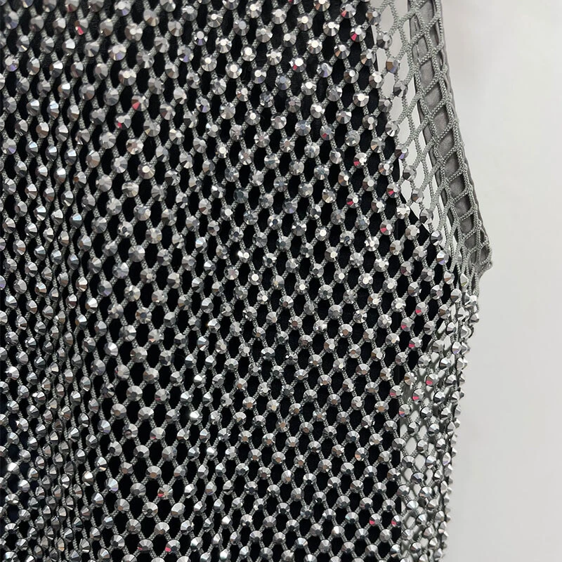 New Diamond Hollow Short Tank Top ins Pure Sexy Light Luxury Open Umbilical Top - Image 3 of 4