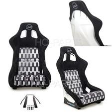 Nrg Fixed Back Bucket Racing Seat Frp-302-yaba Suede Black White Large Slider