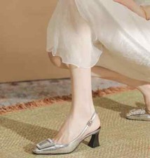 Decolte Scarpe Donna Alte 6 cm Argento Lucido Cinturino Pelle Sintetica 70143