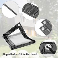 Woltu Transparente Abdeckplane Mit ÖSen 380G/M²Pvc Wasserdicht Durchsichtig 2X2M