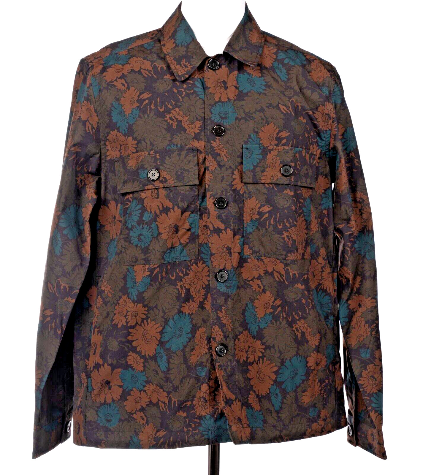 550 новозеландских долларов Коричнево-зеленый пиджак PAUL SMITH в цветочек поверх рубашки 50 европейский размер M 37890₽