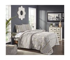 Beatrice Home Fashions Agra 3-Piece Cotton Chenille Bedding Comforter Set, Qu...