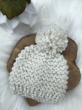 NEW Hand Knitted Baby Boy Girl Beanie Hat Cap Newborn Ivory