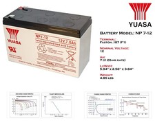 Yuasa NP 7-12 F1 Terminal 12V/7Ah SLA Battery