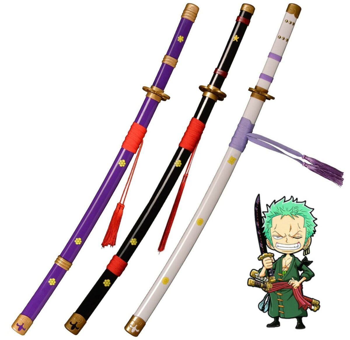 UK Seller One Piece Roronoa Zoro Cosplay Wooden Yama Enma Swords Replica  Props