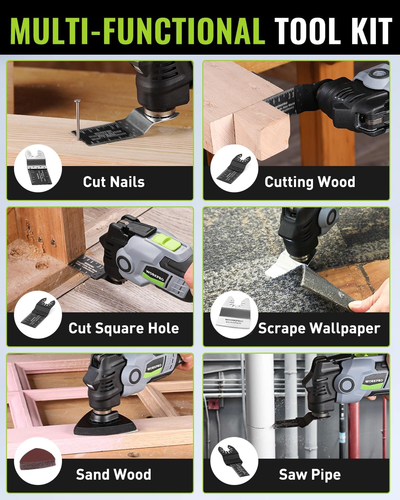 20V Oscillating Tool Kit, Cordless and Brushless 19,000 RPM Orbiting Multi Tool - Picture 7 of 12